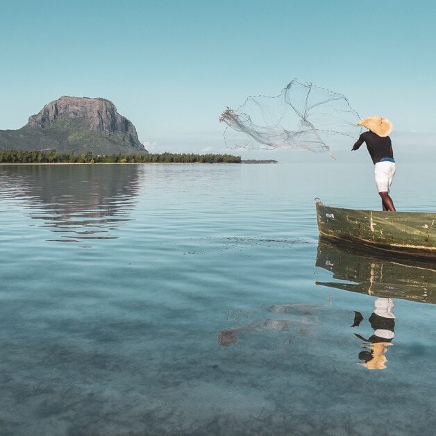 Regis-Lesieur_PECHEUR-AU-FILET-A-LILE-AUX-BENITIERS-VERS-LE-MORNE-Ltd-Edition_25.1-x-60-cm